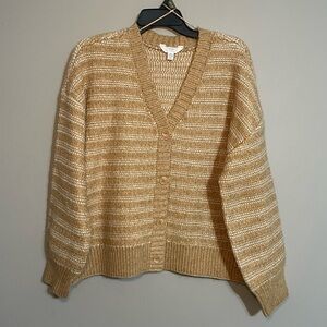 Time and Tru Tan Striped Cardigan XL BNWT